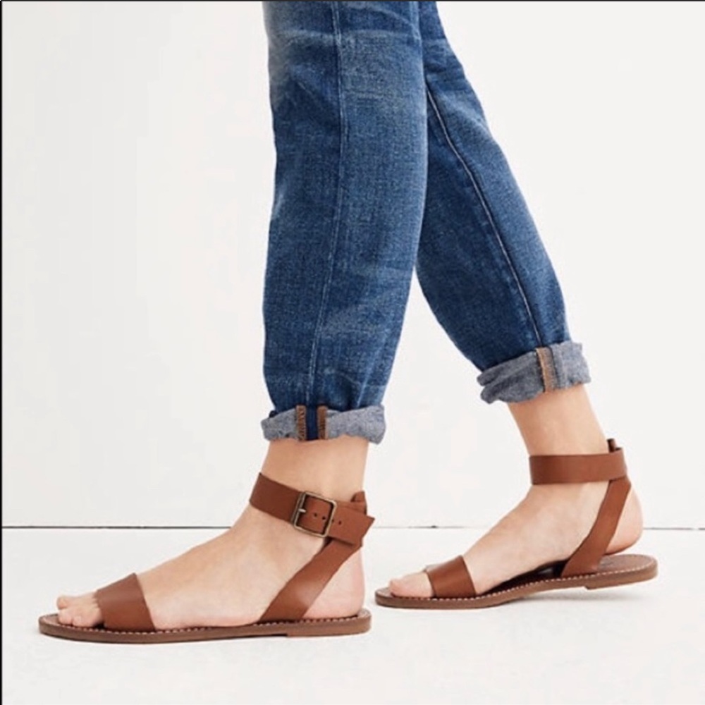 NIB Madewell "Boardwalk" Brown Ankle Strap Sandals